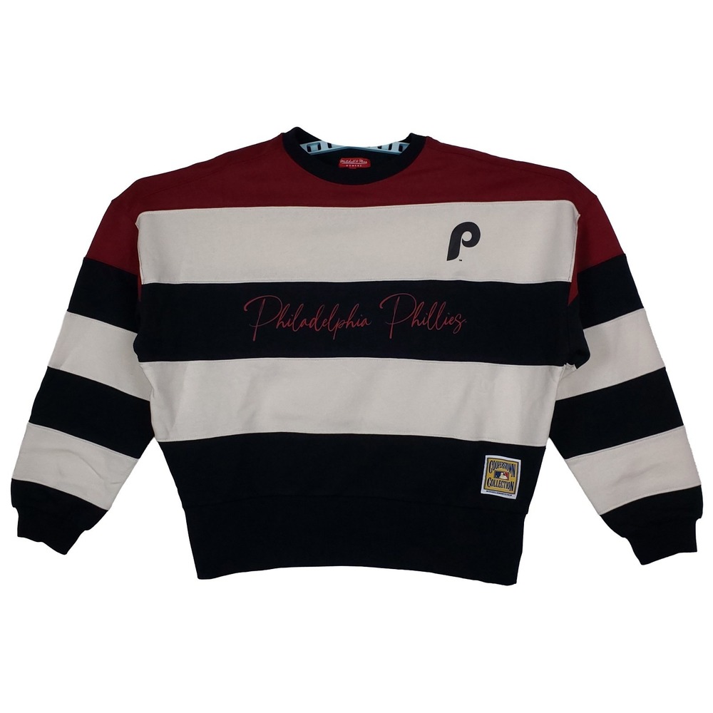 Philadelphia Phillies Mitchell & Ness MLB Womens Medium Sweatshirt Striped New